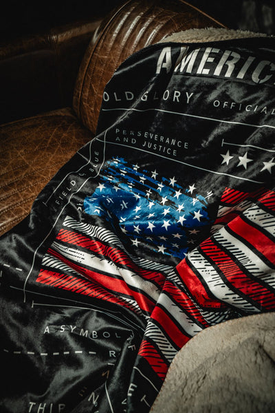 American Flag Schematic Sherpa Blanket