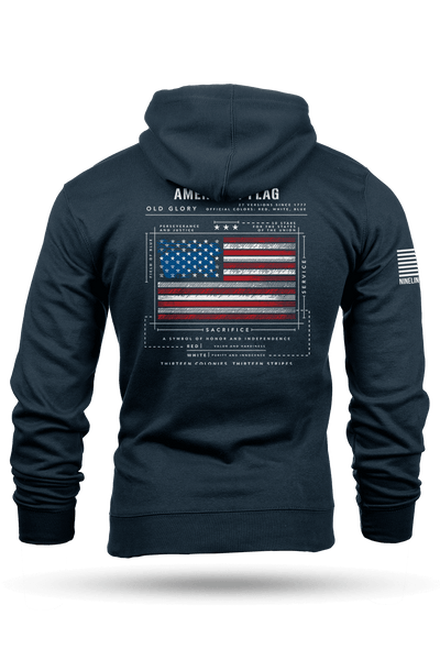 Hoodie - American Flag Schematic - Nine Line Apparel