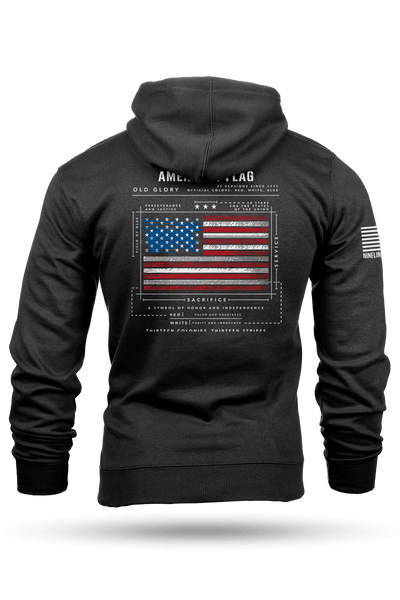 Hoodie - American Flag Schematic - Nine Line Apparel