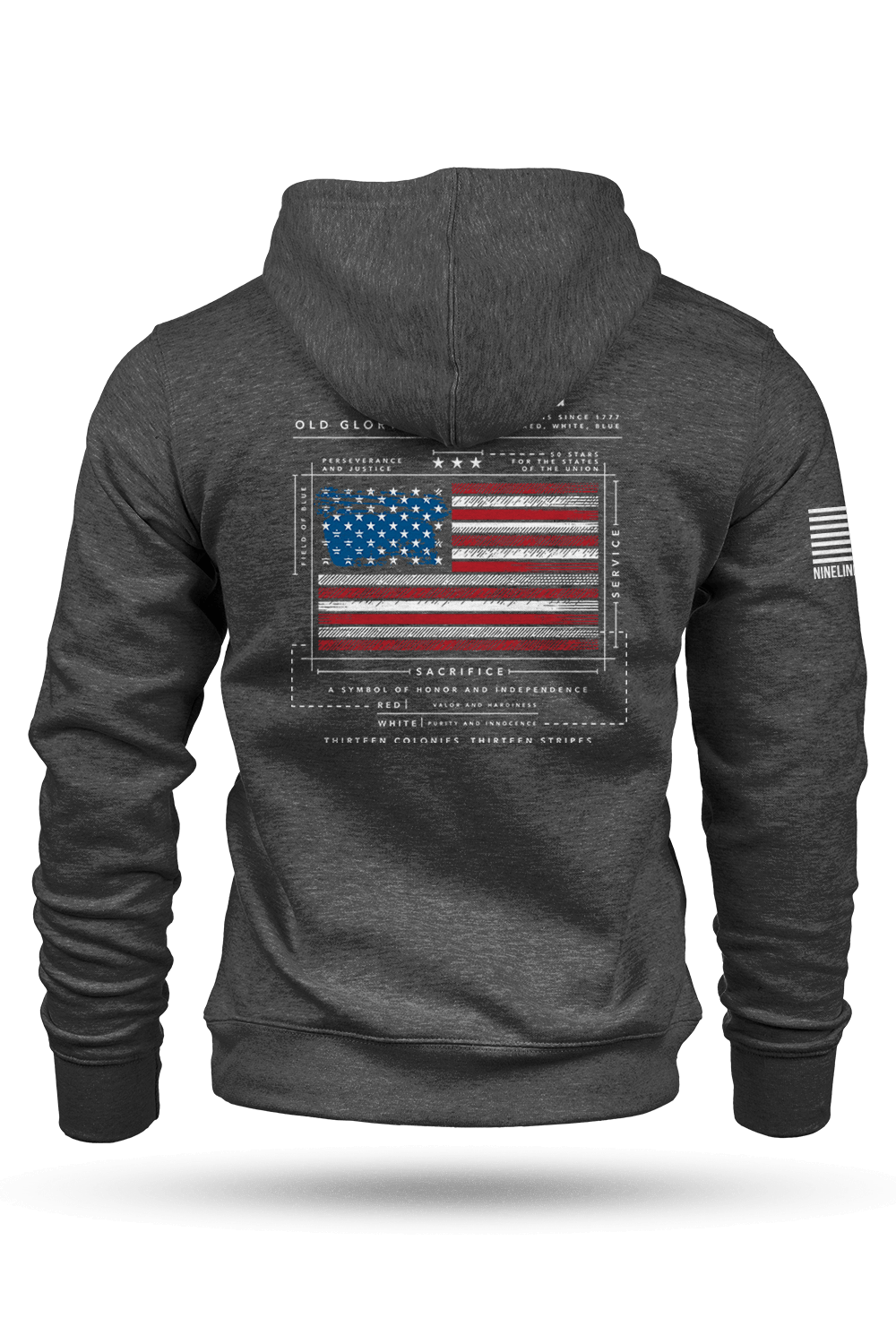 Hoodie - American Flag Schematic - Nine Line Apparel