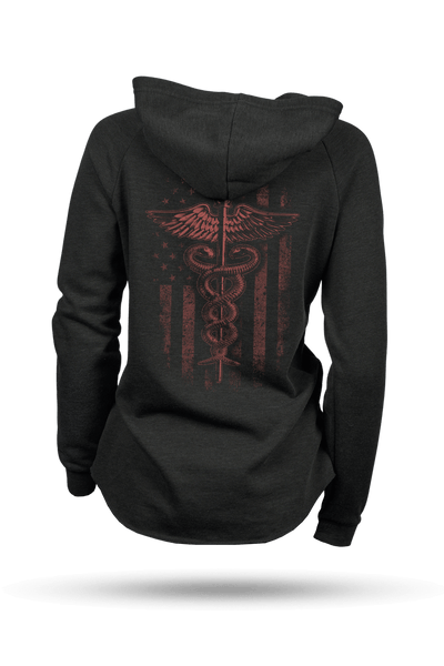 Lightweight Women's V-neck Hoodie - Caduceus