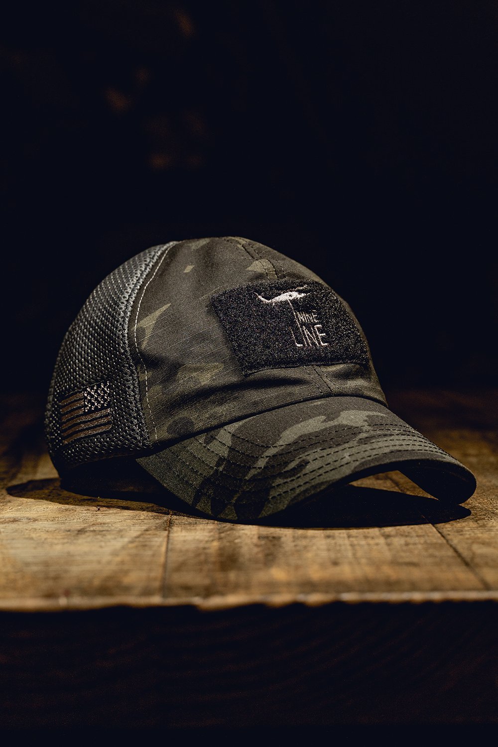 Dark American Made Mesh Back Hat with Drop Line - Nine Line Apparel