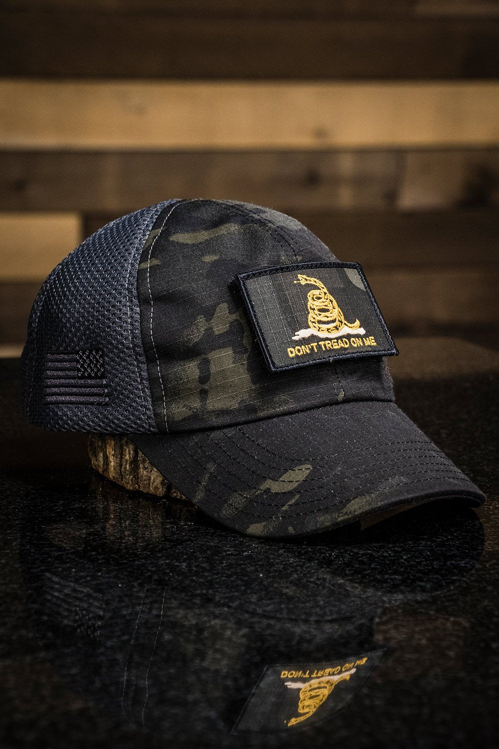 Dark American Made Mesh Back Hat with Patch - Nine Line Apparel