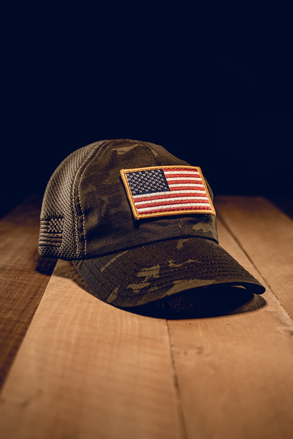 Dark American Made Mesh Back Hat with Patch - Nine Line Apparel