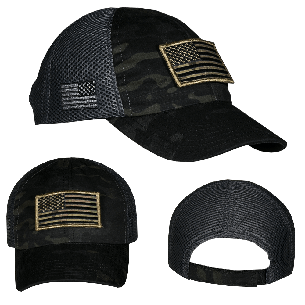 Dark American Made Mesh Back Hat with Patch - Nine Line Apparel