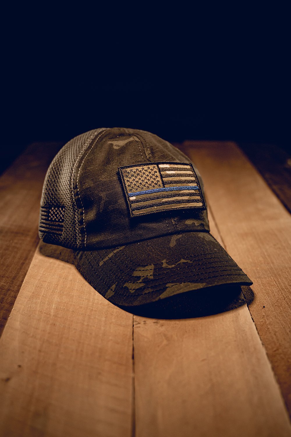 Dark American Made Mesh Back Hat with Patch - Nine Line Apparel