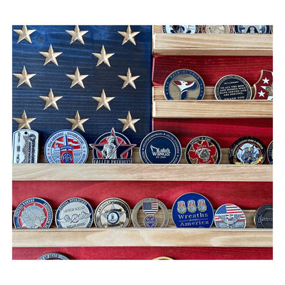 Flags of Valor - Challenge Coin Holder Flag Wood Wall Sign - Nine Line Apparel