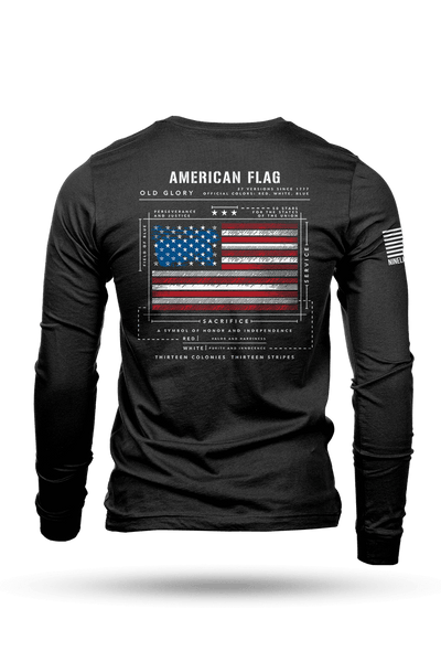 Men's Long Sleeve - American Flag Schematic - Nine Line Apparel