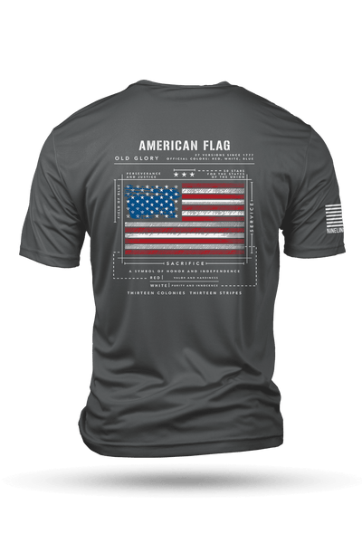 Men's Moisture Wicking T-Shirt - American Flag Schematic - Nine Line Apparel