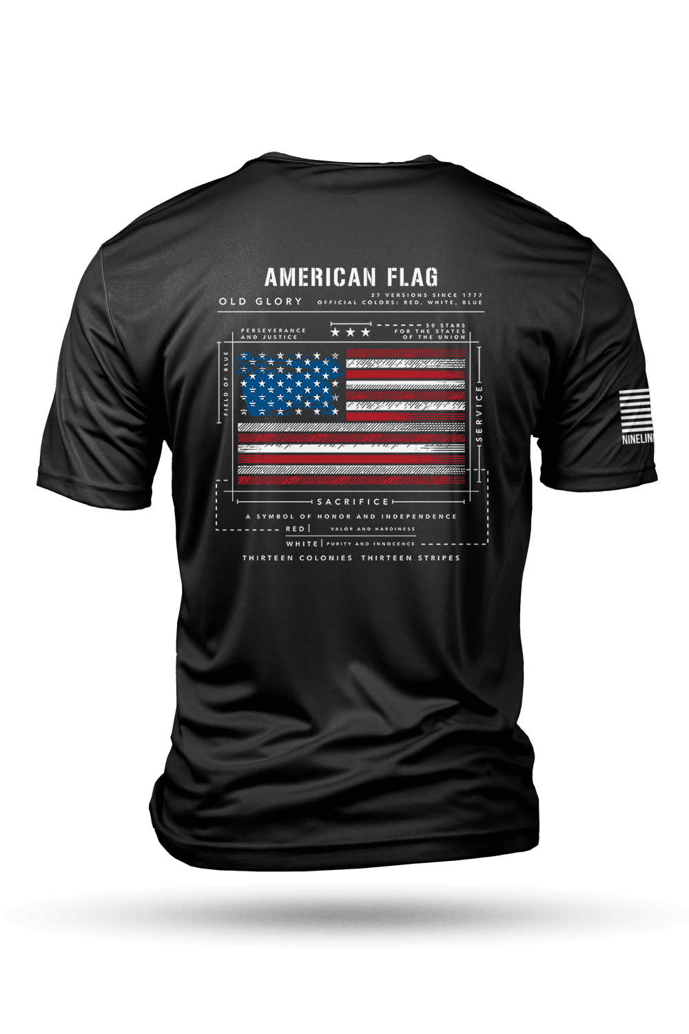 Men's Moisture Wicking T-Shirt - American Flag Schematic - Nine Line Apparel