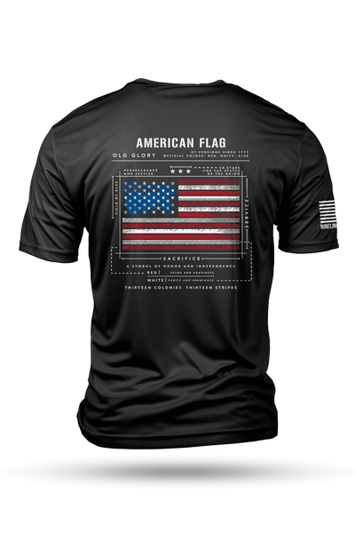 Men's Moisture Wicking T-Shirt - American Flag Schematic - Nine Line Apparel