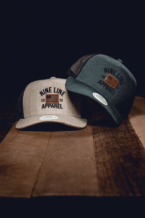 Roadie Trucker Hat Leather Flag Collection [ON SALE] - Nine Line Apparel