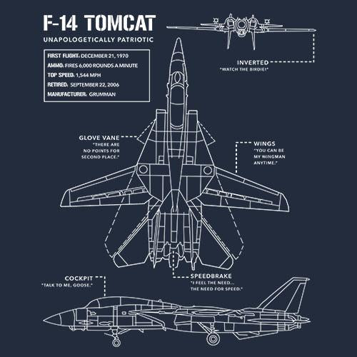 T-Shirt - F-14 Tomcat Schematic - Nine Line Apparel