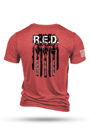 Tri-Blend T-Shirt - RED Remember Everyone Deployed - Nine Line Apparel