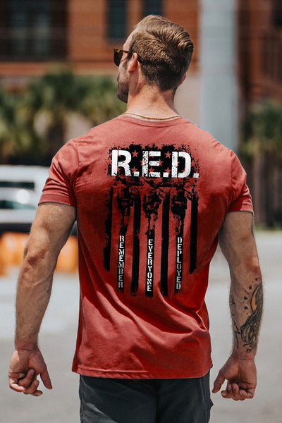 Tri-Blend T-Shirt - RED Remember Everyone Deployed - Nine Line Apparel