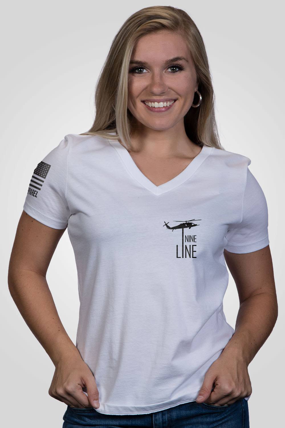 Women's Relaxed Fit V-Neck Shirt - America - Nine Line Apparel