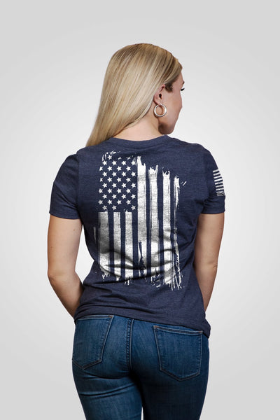 Women's Relaxed Fit V-Neck Shirt - America - Nine Line Apparel