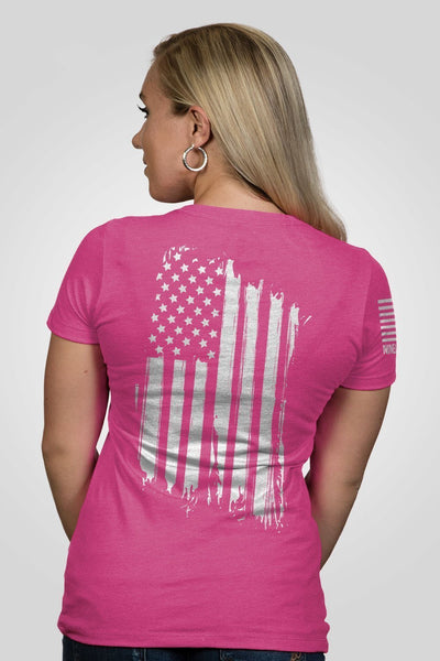 Women's Relaxed Fit V-Neck Shirt - America - Nine Line Apparel