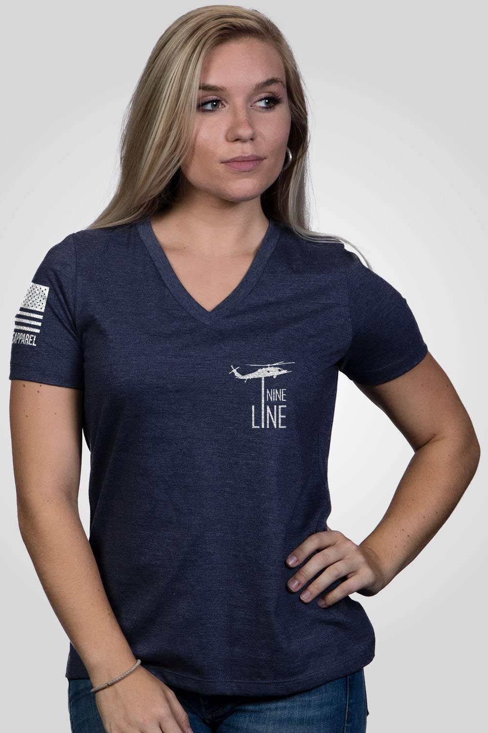 Women's Relaxed Fit V-Neck Shirt - Land Shark - Nine Line Apparel